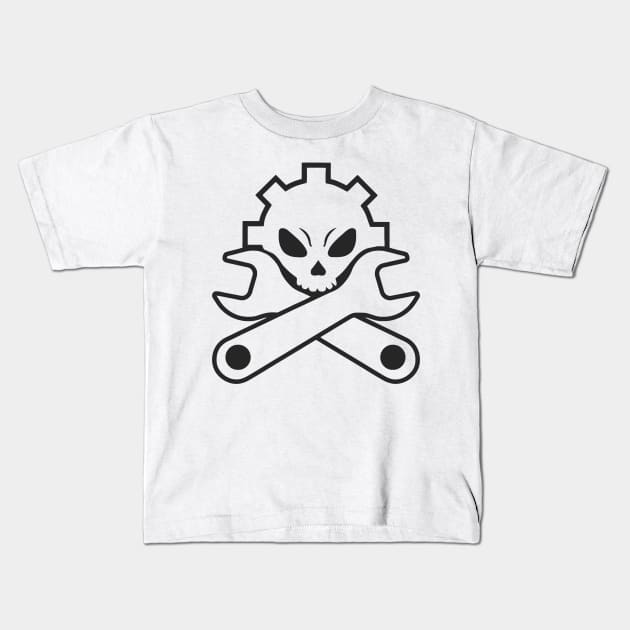 Mechanic Skull And Crossed Tools Funny Kids T-Shirt by Ramateeshop